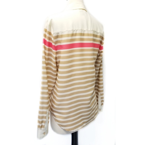 TALBOTS New Chiffon Striped Button Front Shirt 8 M - Picture 3 of 8